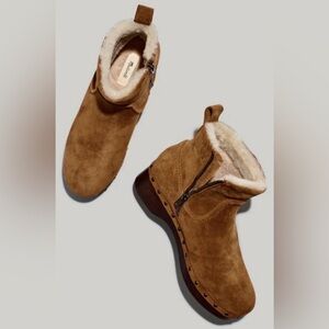 Madewell The Marceline Platform Boots Suede Wood Shearling in Tan Size 7.5 NWOB